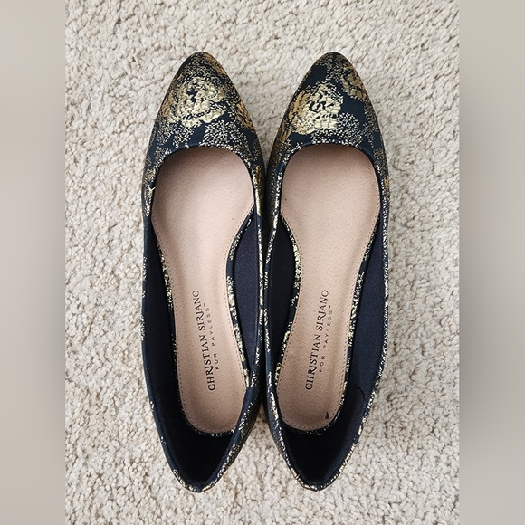Like New Christian Siriano by Payless Black and Gold Flats Size 6 - Picture 1 of 6